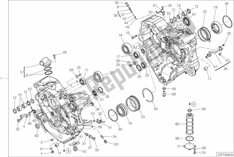All parts for the 09a - Half-crankcases Pair of the Ducati Diavel 1260 Thailand 2020